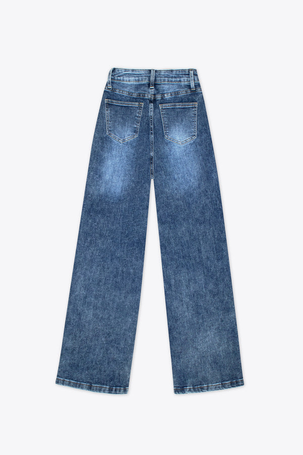 Jeans wide leg azules con brillos – Soho Classic