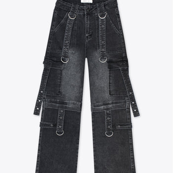 Jeans carpintero con aros y correas – Rebel Night