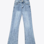 Jeans acampanados azul claro con doble botón – Bluelight Flare