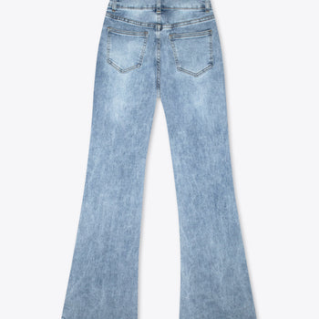Jeans acampanados azul claro con doble botón – Bluelight Flare