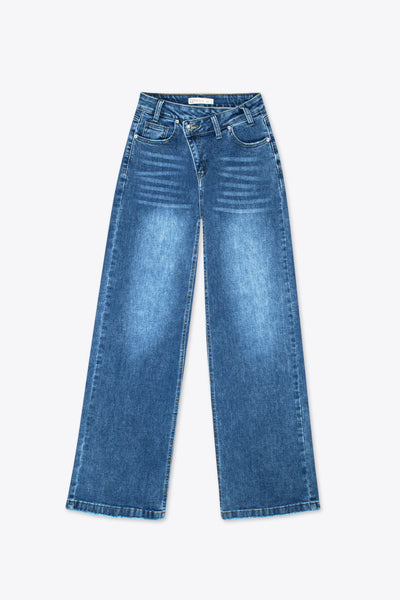 Jeans wide leg azul claro deslavados – Central Blue