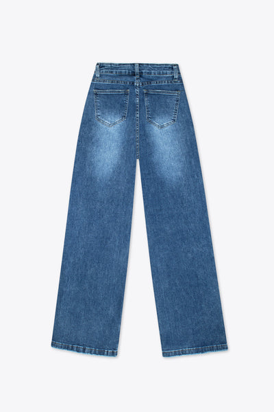 Jeans wide leg azul claro deslavados – Central Blue
