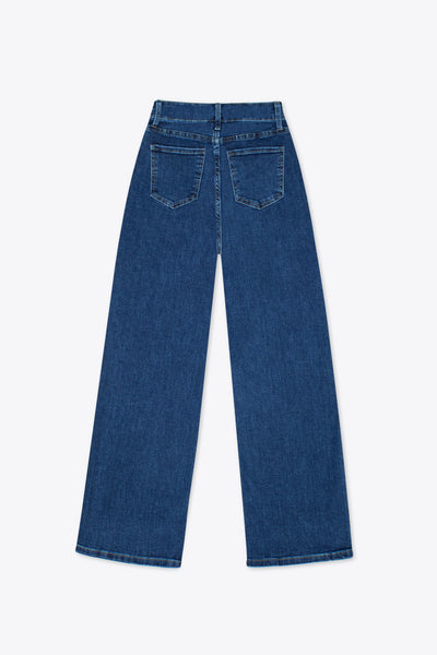 Jeans wide leg azul oscuro con estoperoles – Stud Wide