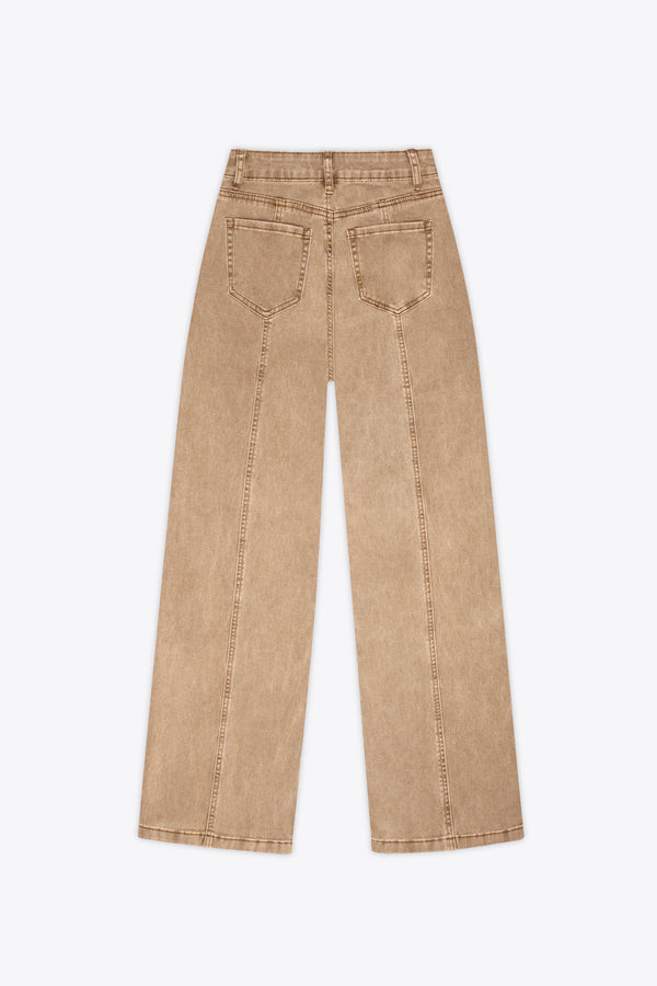 Pantalón wide leg camel con bolsillos frontales – Chelsea Utility