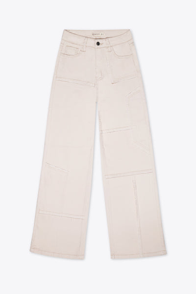 Pantalón wide leg beige con parches laterales – Loft Beige