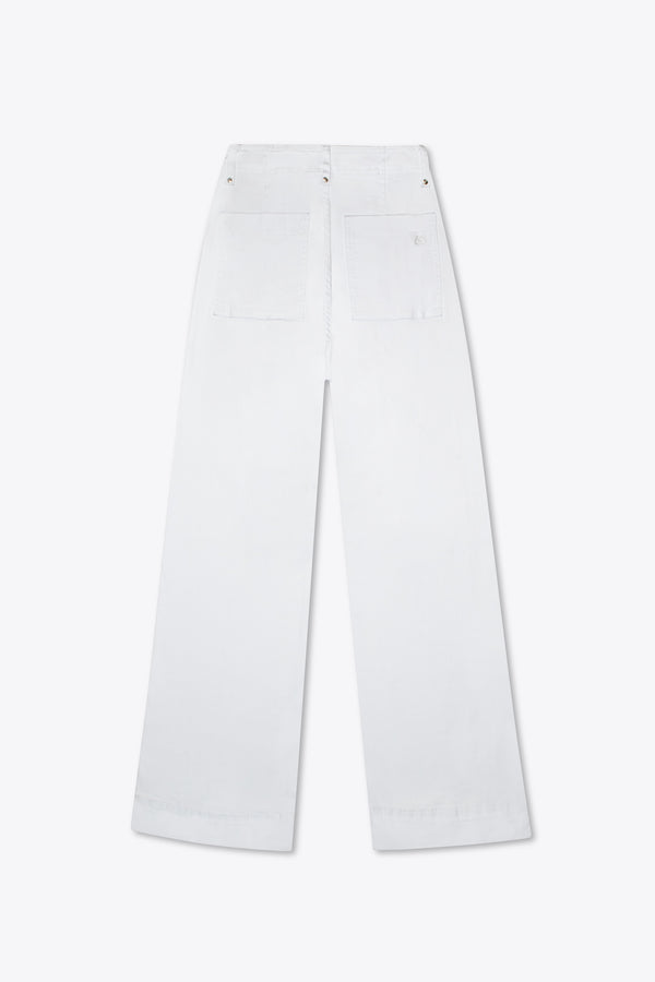 Pantalón wide leg blanco de mezclilla – Sun Trail