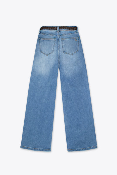 Jeans wide leg azul medio desgastados – Desert Run