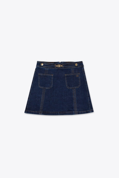 Minifalda de mezclilla con detalles metálicos – Midnight Route
