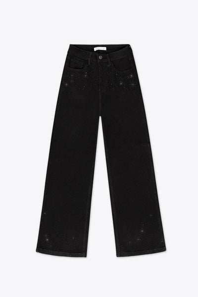 Jeans wide leg negros con brillos – Midnight Summer