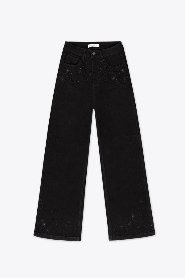 Jeans wide leg negros con brillos – Midnight Summer