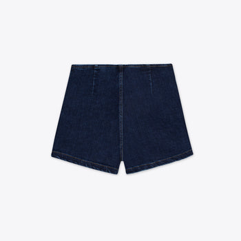 Falda short de mezclilla cruzada con botones – Blue Dusk