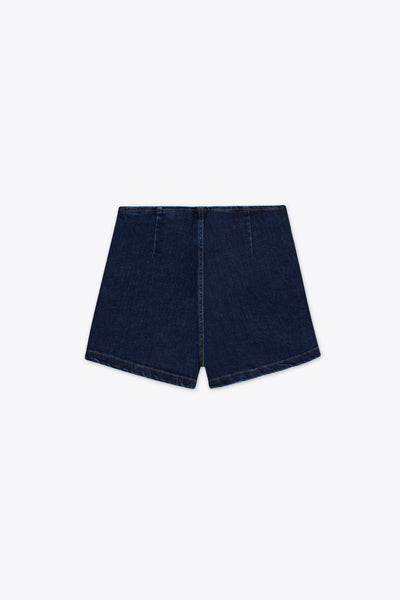 Falda short de mezclilla cruzada con botones – Blue Dusk