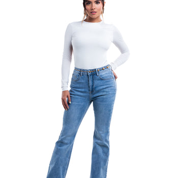 Jeans acampanados azul claro sin bastilla – Sol Light Wash