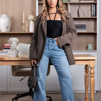 Jeans wide leg azul claro con doblez – Luna Alta
